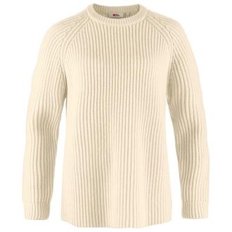 Fj&auml;llr&auml;ven &Ouml;vik Rib Sweater Wollpullover f&uuml;r Damen | beige/wei&szlig;