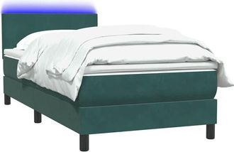vidaXL Cama Box Spring Con Colch&oacute;n Terciopelo Verde Oscuro 80x220 Cm Vidaxl