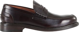 John Spencer Brown Shiny Penny Strap Leather Loafers