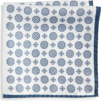 Nordstrom Medallion Reversible Silk Pocket Square in White at Nordstrom