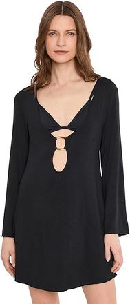BECCA by Rebecca Virtue Beach To Bbq Gold Buckle Tunic Womens Swimwear Black : MD, Rayon/Spandex