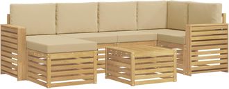 vidaXL Conjunto De Sof&aacute;s De Exterior 7 Uds. Y Beige Poli&eacute;ster Vidaxl