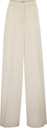 Max Mara Womens Ninfa - Wool Gabardine Trousers - Ivory - Size EU 44 (Womens)