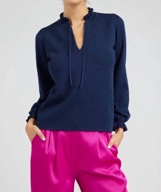 Current Air Natasha Long Sleeve Sweater In Navy