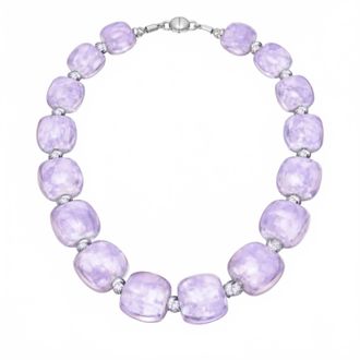 Gold & Honey Womens For Brunch Beaded Lucite Necklace In Purple Marble