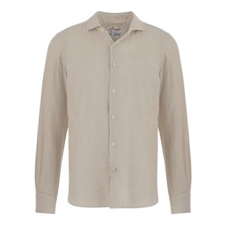 MC2 Saint Barth Casual Shirts, male, Beige, Size: XL Linen Shirt