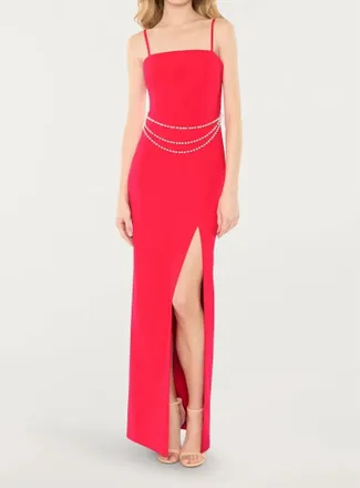 LIKELY Josie Pearl Chain Belt Gown In Bittersweet