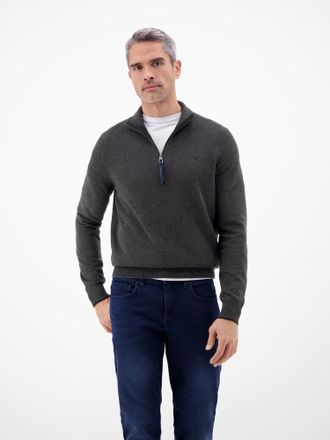 Lerros Sweatshirt LERROS Troyer in Strukturqualit&auml;t, Herren, Gr. XXL, schwarz, 100% Baumwolle, Sweatshirts Sweatshirt, Herrensweatshirt aus 100% Baumwolle & 