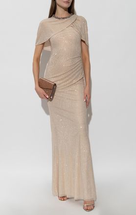 Self Portrait Long Sequin Dress, Womens, Cream