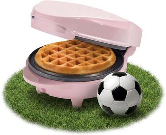 OEM Mini Gofrera Para Preparar Gofres Cl&aacute;sicos, Sart&eacute;n Antiadherente, Reuniones Familiares, Pascua O Navidad, Dise&ntilde;o Retro, 550 Vatios, Color: Rosa
