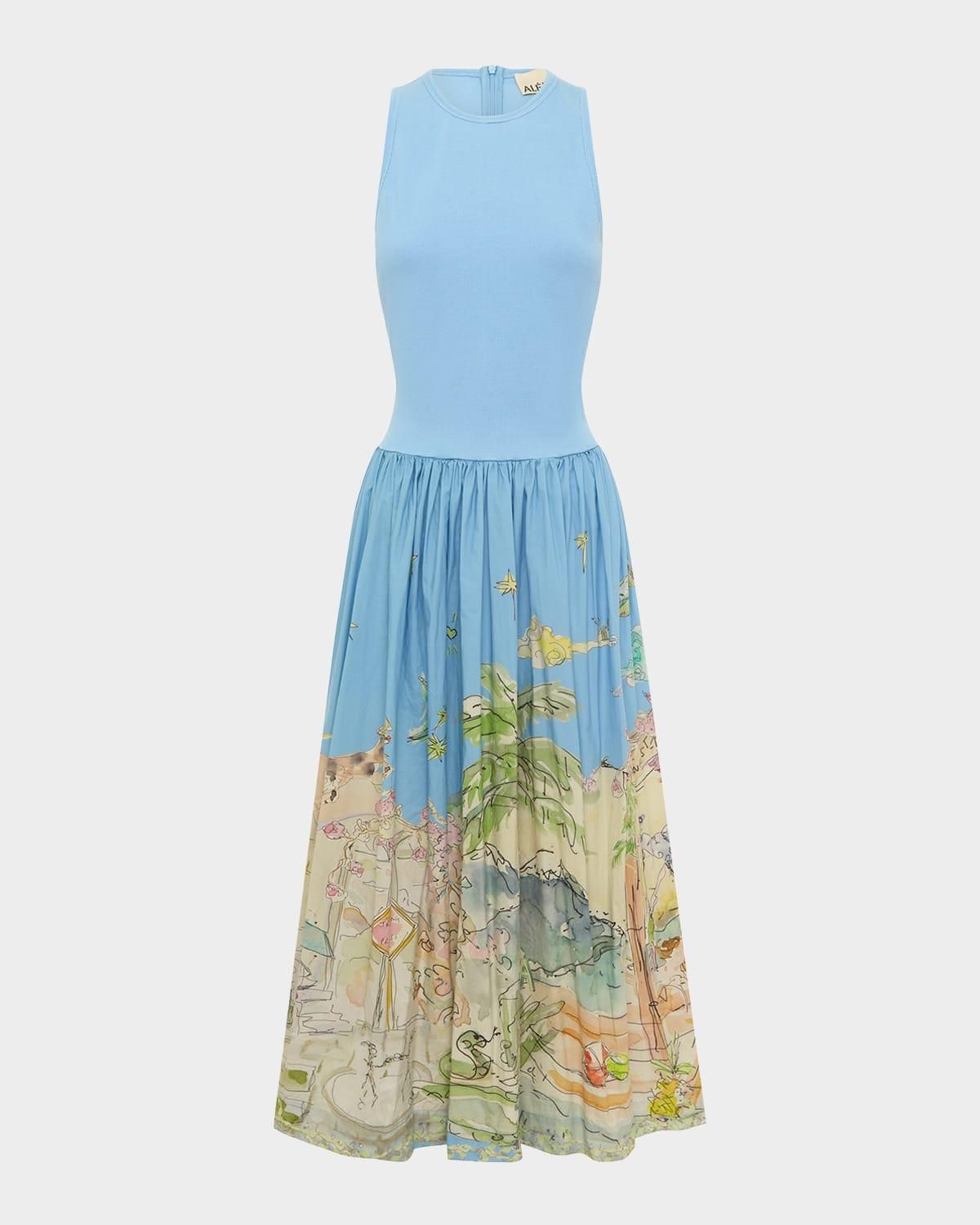 オールインワン・サロペット Alemais Daria Graphic-Print Silk Midi Dress ALEMAIS Daria graphic-print Silk Midi Dress | Blue | FARFETCH