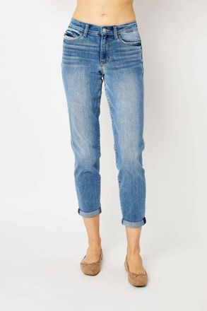 Judy Blue Keep It Cuff Midrise Jeans In Medium Wash