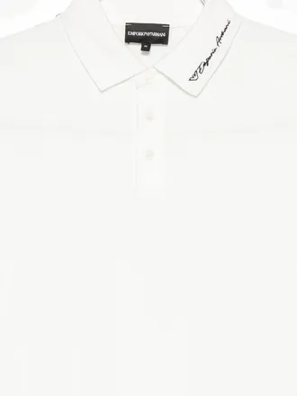 Emporio Armani Logo-Embroidered Cotton Polo - White