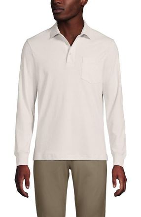 Lands End Long Sleeve Cotton Supima Polo Shirt with Pocket in Soft Canvas Heather at Nordstrom, Size Xx-Large