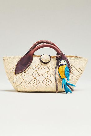 Mercedes Salazar Mini Raffia Crab Bag