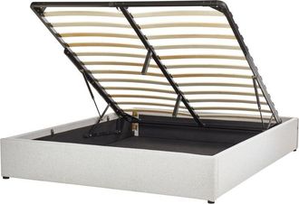 Beliani Cama Con Almacenaje Moderna Sin Cabecero Tapizada De Tela De Poli&eacute;ster Gris Claro 160 X 200 Cm Dinan