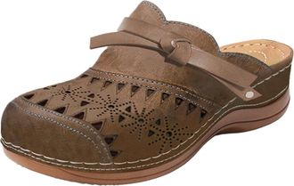 Generic Clogs for Women Low Wedge Slip-On Slippers Backless Clogs Mules Slide Sandal Hollow Out Bohemian Closed Toe Slip On Slingback Shoes Lightweight Breath