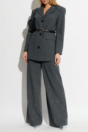 Self Portrait Blazer With Shimmering Sequins, Womens, Grey