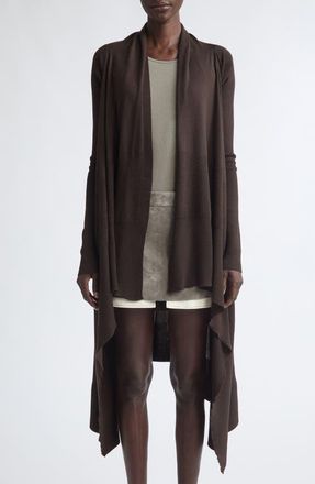 Rick Owens Asymmetric Wool Cardigan in Grease at Nordstrom, Size X-Small