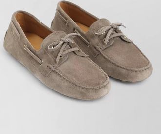 Tod's suede loafers lace detail rubber sole