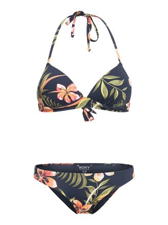 Roxy Triangel-Bikini ROXY Roxy Into The Sun, Damen, Gr. XL, Cup B, blau (mood indigo tropical depht), 87% Nylon, 13% Elasthan, Bikini-Sets Triangel-Bikini