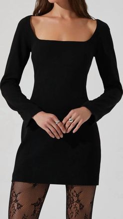 Astr Calanthe Dress Square Neck Mini Dress In Black