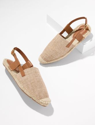 Talbots Isla Linen Espadrille Slingback Flats - Natural - 9M Talbots