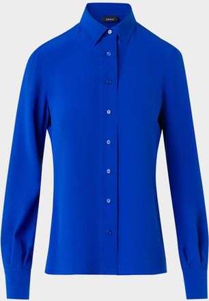 Akris Silk Crepe Button-Down Tunic Blouse