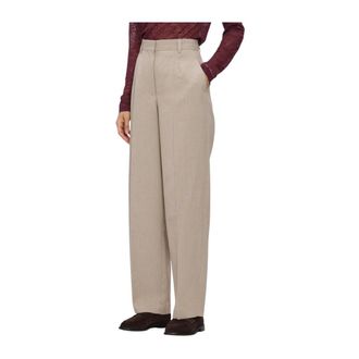 Catwalk Junkie Broeken, Dames, Beige, XL, Leer, Geruite Tapered Broek