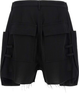Rick Owens Mens Black Wool Bermuda Shorts