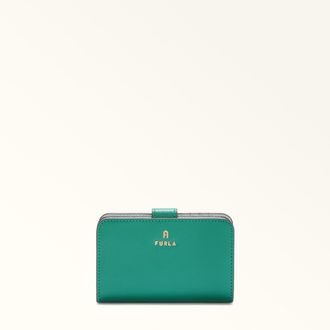 Furla Camelia Compact Wallet M Jade Green Textured Leather Woman