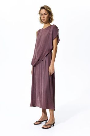 H&M Draped Satin Dress in Dark Purple at Nordstrom, Size X-Small
