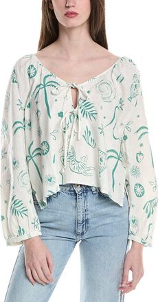 Electric & Rose Meridian Tie Linen-Blend Top