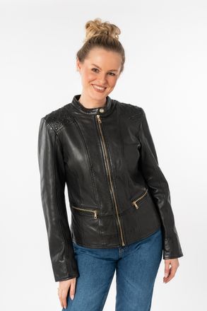 Mauritius Lederjacke MAURITIUS MWMakena, Damen, Gr. 4XL, schwarz, Obermaterial: 100% Schafsleder. Futter: 100% Baumwolle. &Auml;rmelfutter: 100% Polyester, unifarben