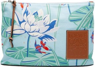 Loewe Light Blue Multi-Color Canvas Leather Pouch (Pre-Owned)