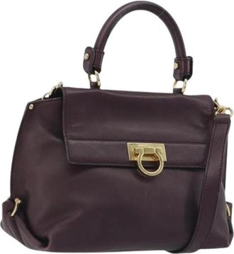 Ferragamo Pre-owned Hand Bag - Dames - Vintage Handtas - Paars - ONE Size - Leer - Vintage