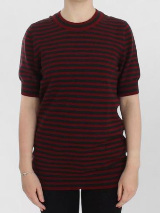 Dolce & Gabbana striped cashmere short-sleeve crewneck sweater