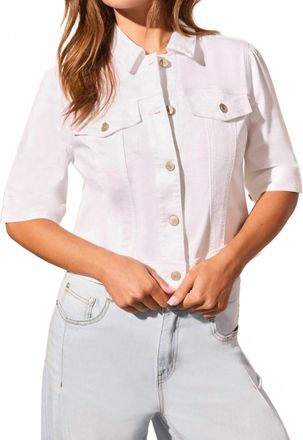 Tribal Elbow Sleeve Denim Jacket In White