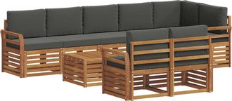 vidaXL Conjunto De Sof&aacute;s De Exterior 9 Uds. Natural Y Antracita Vidaxl