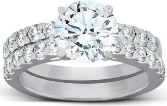 Pompeii3 2.27Ct Diamond Engagement Matching Wedding Ring Set 14k White Gold Lab Grown Size: 7