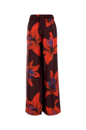 Alexander McQueen 819000qcaly 5131 Burgundy-Firered Exterior: Silk Pantaloni Trousers