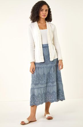 Roman Crochet Trim Knit Cardigan