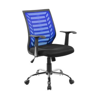 Serena Silla De Oficina Dfann, Silla De Trabajo De Malla Con Reposabrazos, Asiento De Oficina Ergon&oacute;mico, 59x60h93/103 Cm, Negro Y Azul - Dmora