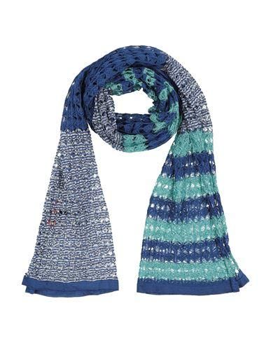 Sciarpa Lunga Gufi E Rami - Morbida E Elegante, Donna - Beige E Blu Scuro