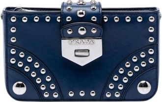Prada Pre-owned Studded Leren Clutch - Dames - Vintage Accessoires - Blauw - ONE Size - Leer - Vintage