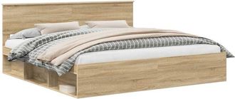 vidaXL Bed Frame with Headboard Sonoma 200 x 200 cm Solid Pine Wood vidaXL