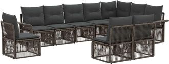 vidaXL Conjunto De Sof&aacute;s De Jard&iacute;n 10 Uds. Gris Rat&aacute;n Sint&eacute;tico Vidaxl