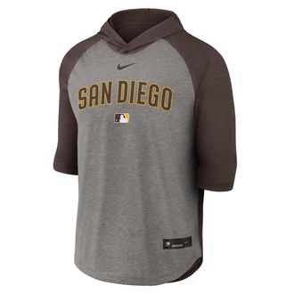 Nike San Diego Padres Authentic Collection Flux Nike Mens Dri-FIT MLB 3/4-Sleeve Hooded T-Shirt in Brown | 04HI0GIRPYP-LQZ