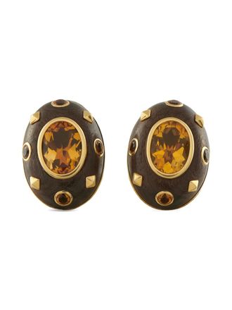 Luxury Bazaar citrine wood earrings - Brown