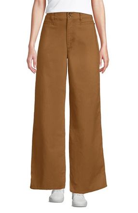 Lands End Stretch Canvas High Rise Wide Leg Pants in Canyon Camel at Nordstrom, Size 16